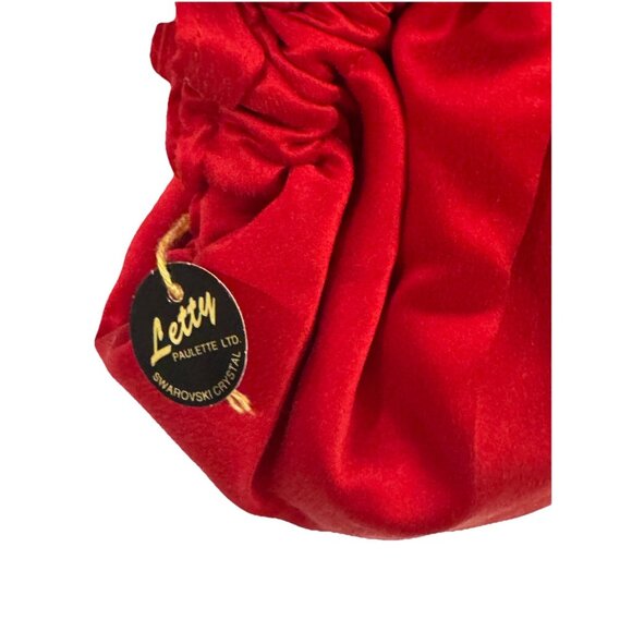 Vintage LETTY Red Evening Purse with Rhinestone Floral Embellishment NWT - Picture 4 of 12